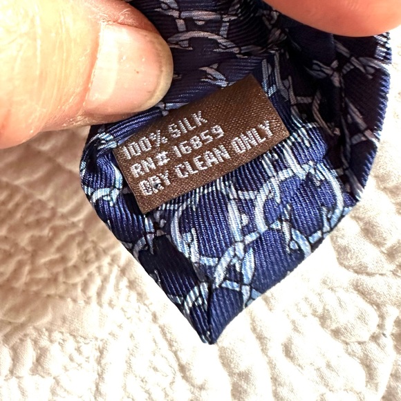 J. McLaughlin Men’s Blue Silk Tie Equestrian Preppy - Picture 9 of 9